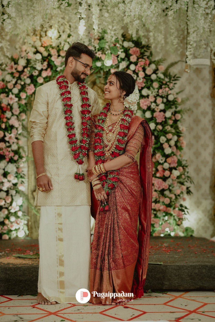 Cinematic wedding photography Chennai — couple portrait by Pugaippadam