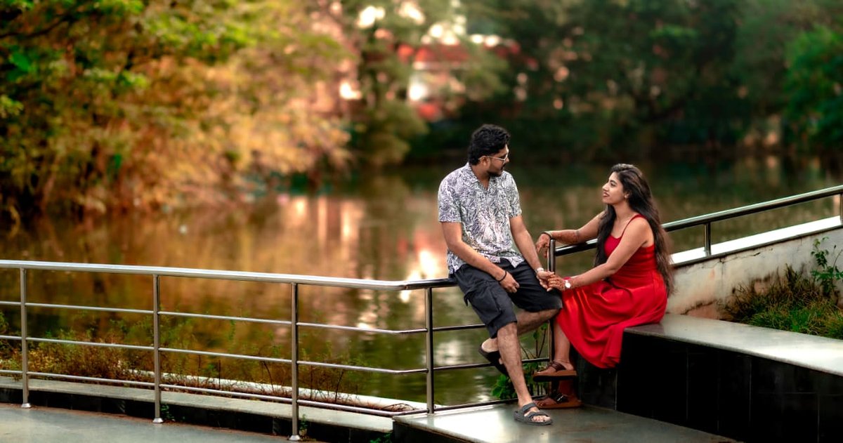 Romantic engagement shoot — cinematic wedding photography Chennai Pugaippadam